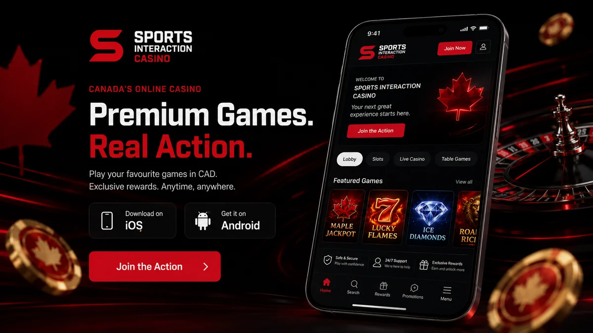 Sports Interaction casino app on iOS and Android
