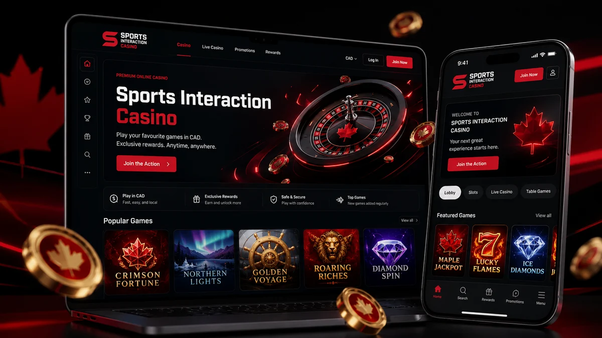 Sports Interaction casino welcome bonus 100 percent up to 3000 CAD
